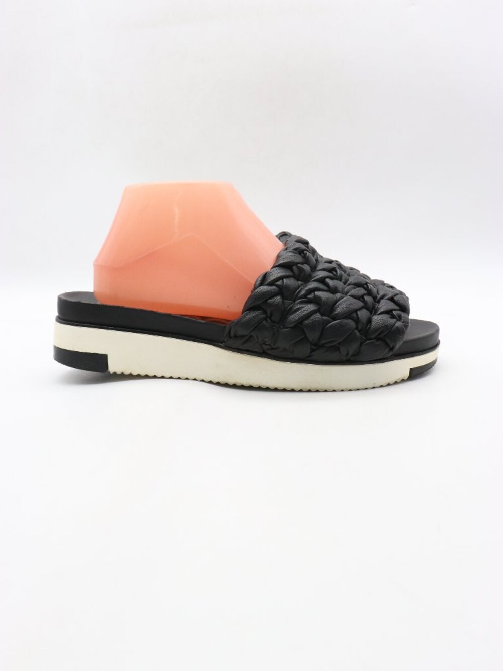 Sam Edelman Ainslie Braided Platform Women's Size 9 Slide Sandal Black Leather